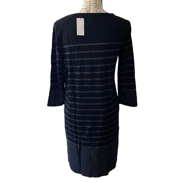 Hilary Radley Black Gray Striped Dress Size Medium NEW - Picture 3 of 3